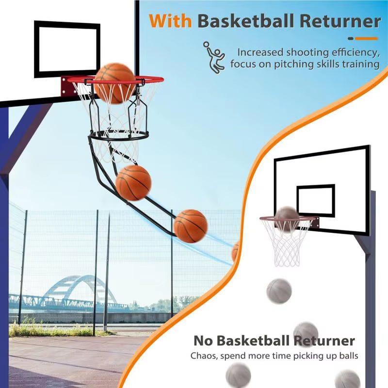Basketball Rebounder Attachment Heavy Duty Steel Basketball Returner with 3 Stable Large Hooks Basketball Training Auxiliary