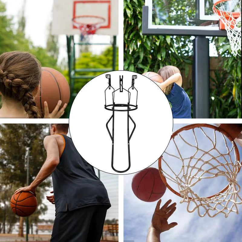 Basketball Rebounder Attachment Heavy Duty Steel Basketball Returner with 3 Stable Large Hooks Basketball Training Auxiliary