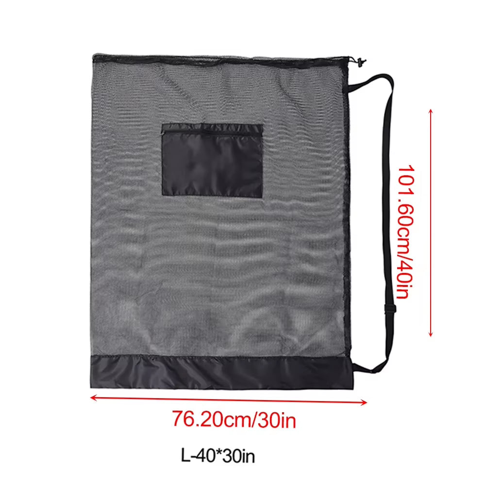Mesh Soccer Ball Bag Drawstring Sports Ball Bag with Zipper Pocket Extra Large Storage Bags for Football Volleyball Basketball