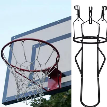Basketball Rebounder Attachment Heavy Duty Steel Basketball Returner with 3 Stable Large Hooks Basketball Training Auxiliary