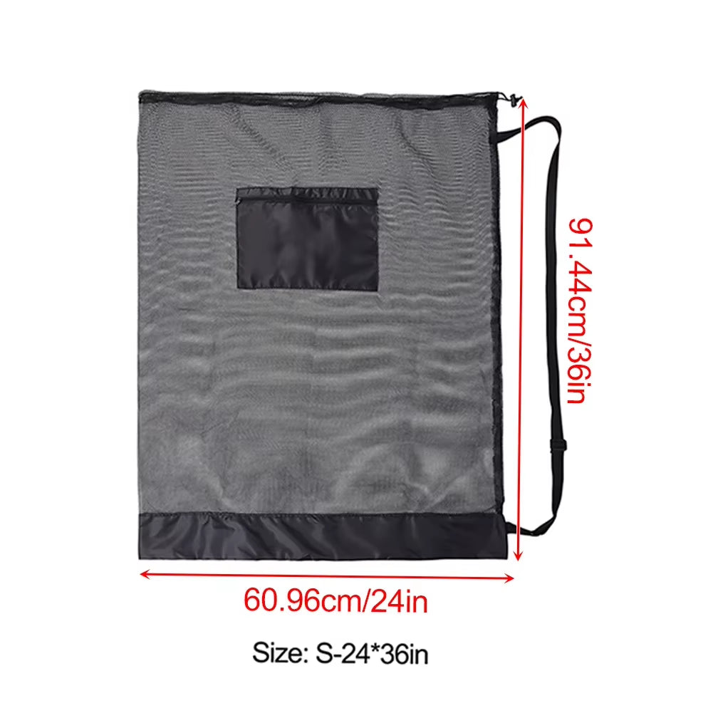 Mesh Soccer Ball Bag Drawstring Sports Ball Bag with Zipper Pocket Extra Large Storage Bags for Football Volleyball Basketball