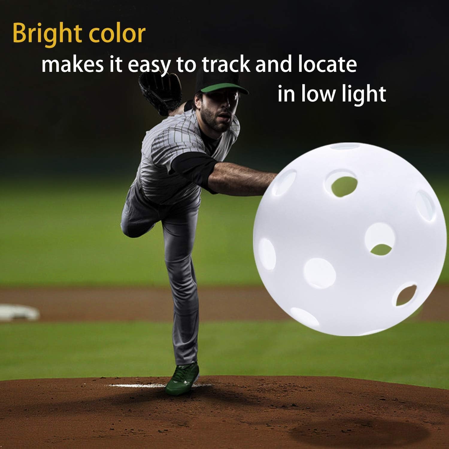 12 Pack Plastic Baseball Practice Baseballs for Hitting, Indoor Outdoor Lightweight Balls Baseball Batting Training