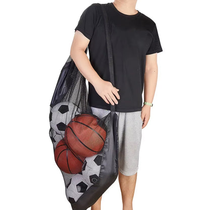 Mesh Soccer Ball Bag Drawstring Sports Ball Bag with Zipper Pocket Extra Large Storage Bags for Football Volleyball Basketball